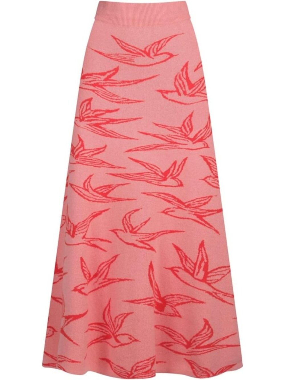 Retro 1960s High Waist A-Line Midi Skirt for Women - Casual Cotton Pink with